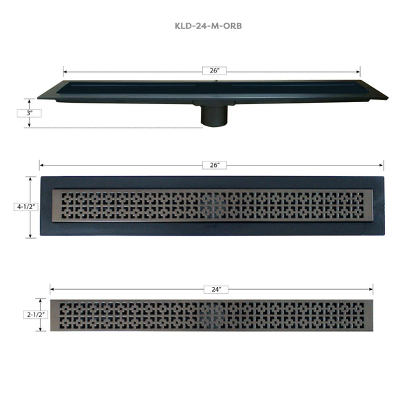Linear Shower Kit 36” x 60” Right (Oil Rubbed Bronze Mission Style Linear Grate with Drain Body) - KBRS - ShowerBase.com