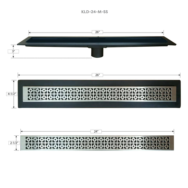 Linear Shower Kit 36” x 60” Left (Stainless Steel Mission Style Linear Grate with Drain Body) - KBRS - ShowerBase.com