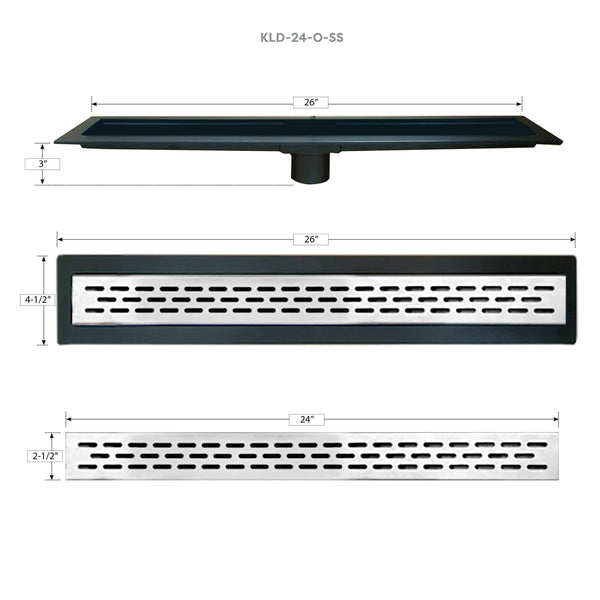 Linear Shower Kit 36” x 60” Right (Stainless Steel Oval Style Linear Grate with Drain Body) - KBRS - ShowerBase.com