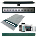 Linear Shower Kit 36” x 60” Left (Stainless Steel Oval Style Linear Grate with Drain Body) - KBRS - ShowerBase.com