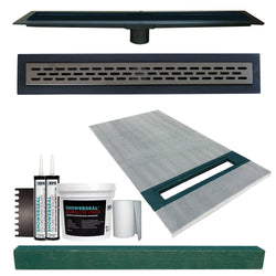 Linear Shower Kit 36” x 60” Right (Oil Rubbed Bronze Oval Style Linear Grate with Drain Body) - KBRS - ShowerBase.com