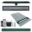 Linear Shower Kit 36” x 60” Right (Stainless Steel Square Style Linear Grate with Drain Body) - KBRS - ShowerBase.com