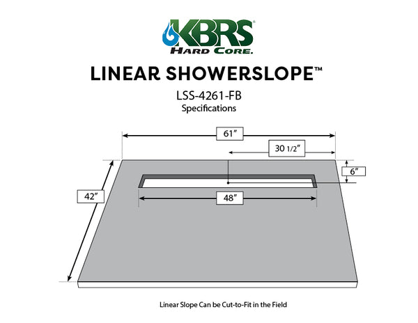 Linear Shower Kit 42” x 61”  Front or Back Drain (Stainless Steel Mission Style)