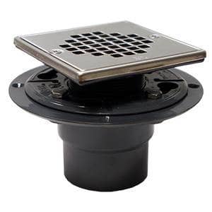 Premier Shower Drain with Brushed Nickel Square Strainer - KBRS - ShowerBase.com