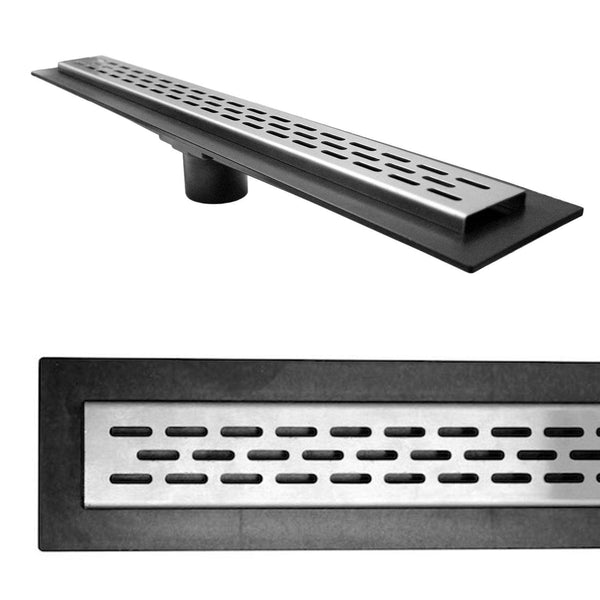 Stainless Steel Oval Style Linear Drain Grate with ABS Drain Body - KBRS - ShowerBase.com